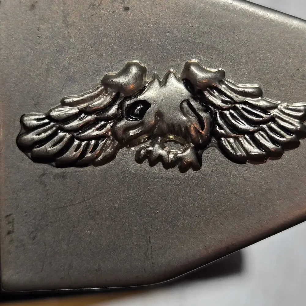 Vintage US Eagle brown leather belt eagle Buckle Embossed USA mens MED 42